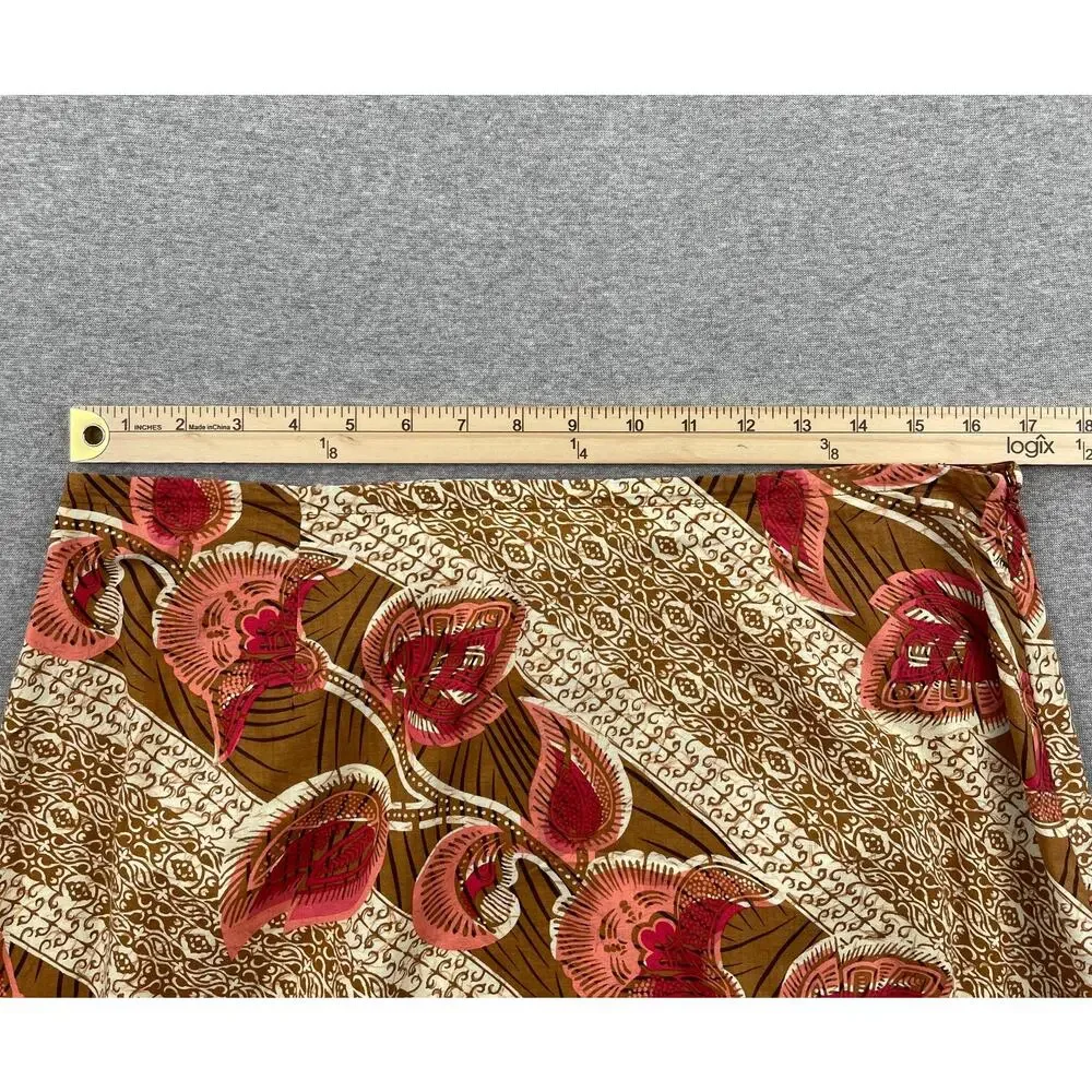 Vintage Van Heusen Maxi Skirt Size L Brown Pink Floral Cotton Boho Fairy Grunge